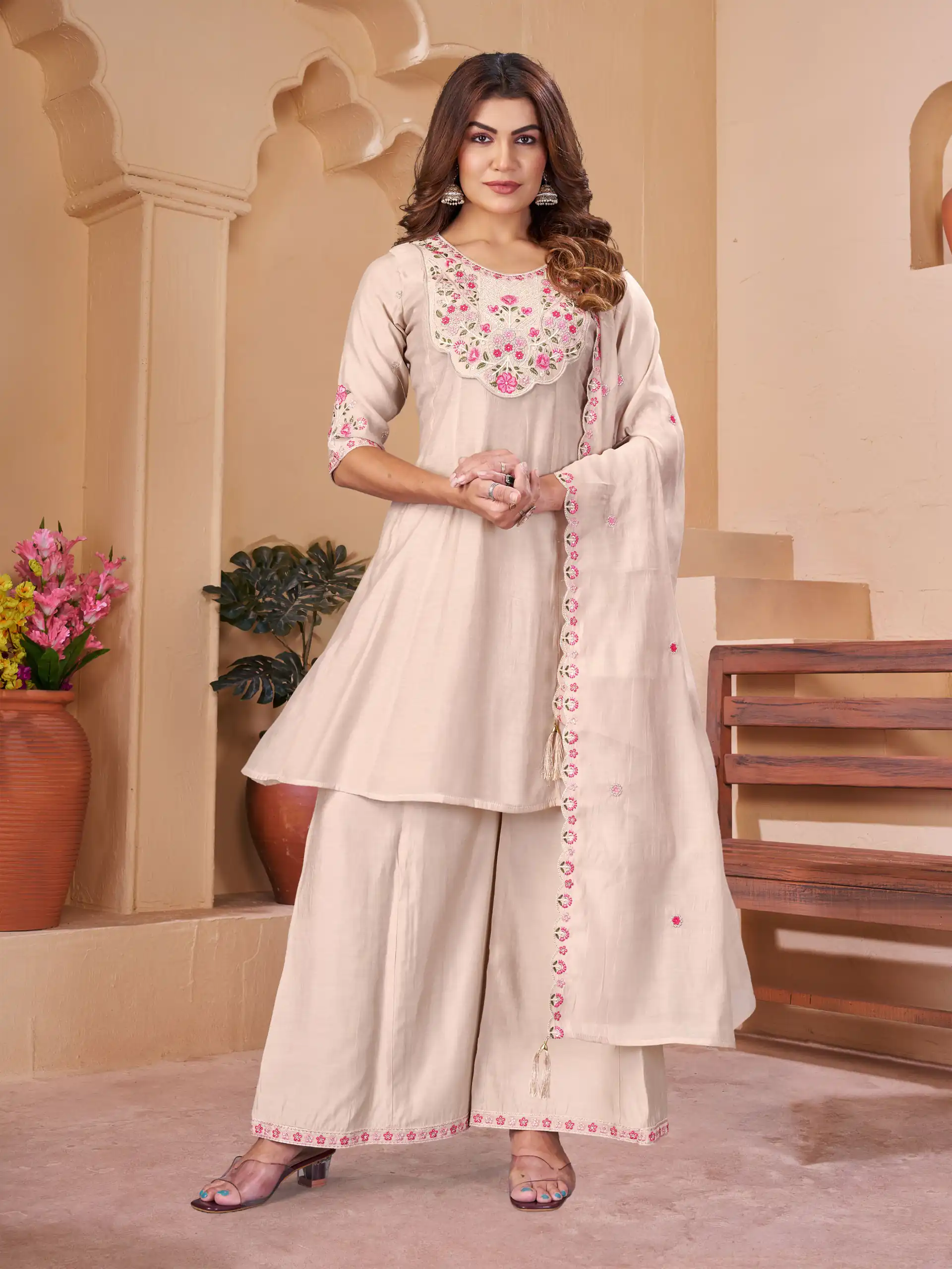 DIVA 172 Chiku Mal Chanderi Salwar Suit Perfect for Wedding, Party, Baisakhi, Housewarming, Sangeet – Introductory Price ₹2799. Delivery 4-6 Working D | Jump Suits, Straight Suits, Casual Suits, Creative suits, Designer Suits, Palazzo Suits, Party Wear Suits, Patiala Suits, Salwar suit