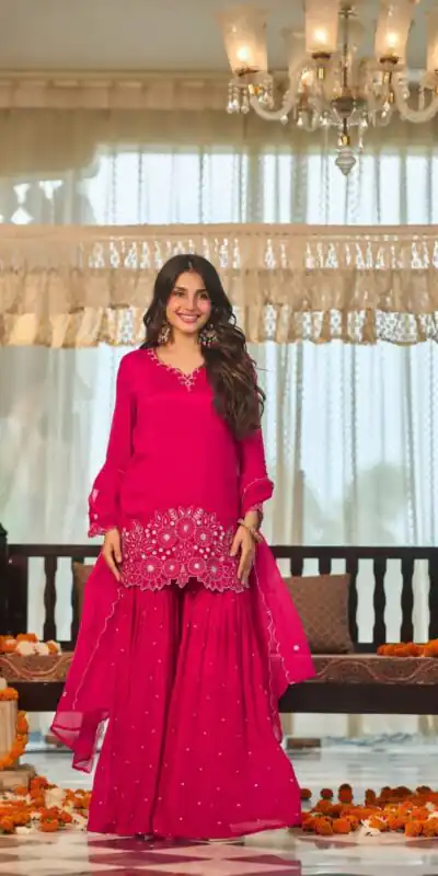 ZB 5079 Pink Chinon Silk Salwar Suit with Embroidery Work & Sequins Work. Get it for ₹2199. Delivery 4-6 Working Days. Shop now. | Jump Suits, Straight Suits, Casual Suits, Creative suits, Designer Suits, Palazzo Suits, Party Wear Suits, Patiala Suits, Salwar suit