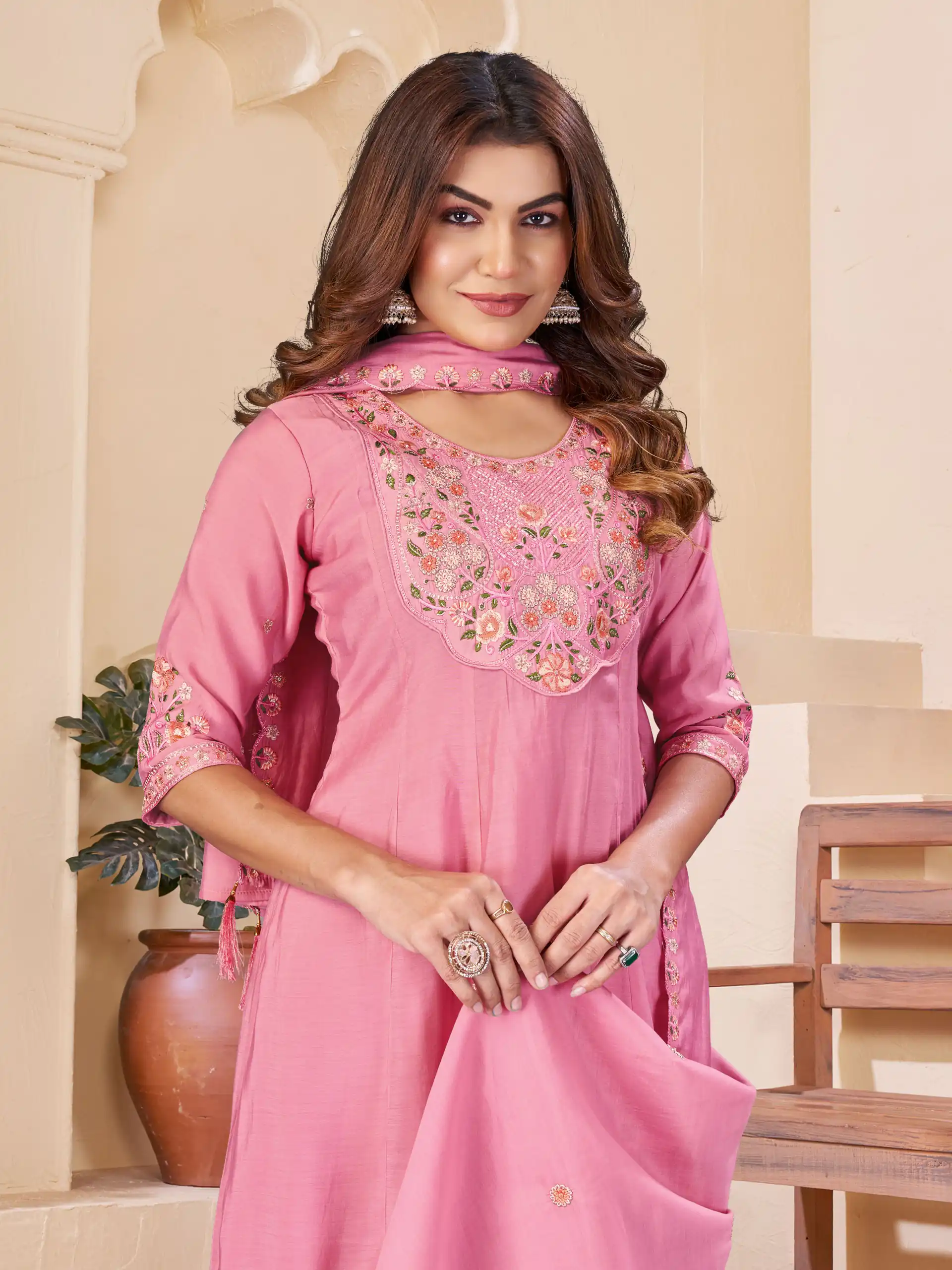 DIVA 172 Pink Mal Chanderi Salwar Suit Perfect for Wedding, Party, Baisakhi, Housewarming, Sangeet – Introductory Price ₹2799. Delivery 4-6 Working D | Jump Suits, Straight Suits, Casual Suits, Creative suits, Designer Suits, Palazzo Suits, Party Wear Suits, Patiala Suits, Salwar suit