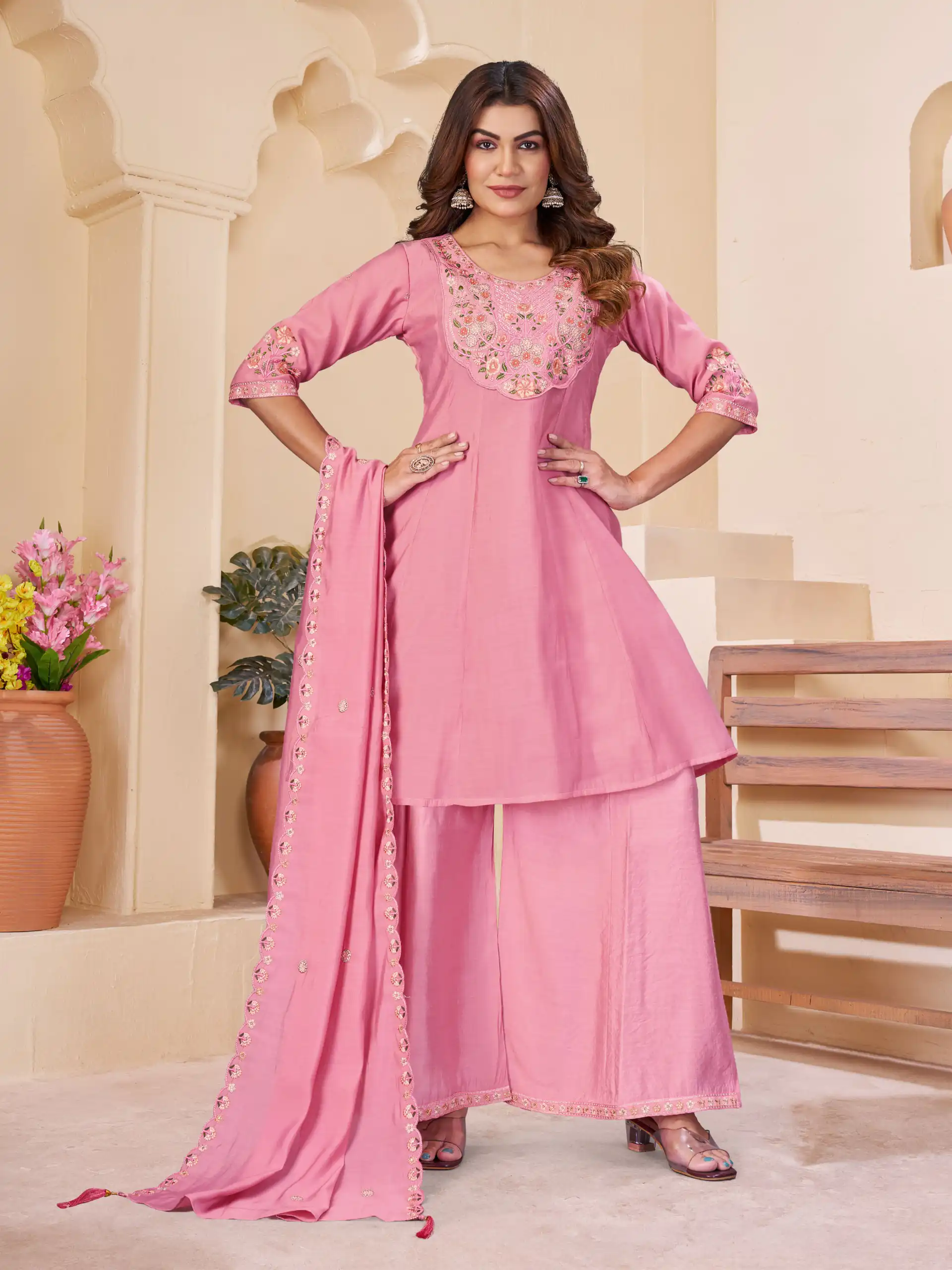 DIVA 172 Pink Mal Chanderi Salwar Suit Perfect for Wedding, Party, Baisakhi, Housewarming, Sangeet – Introductory Price ₹2799. Delivery 4-6 Working D | Jump Suits, Straight Suits, Casual Suits, Creative suits, Designer Suits, Palazzo Suits, Party Wear Suits, Patiala Suits, Salwar suit