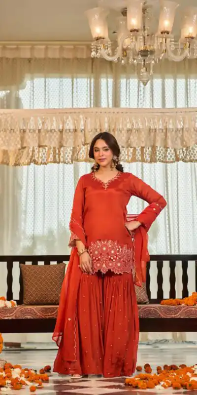 ZB 5079 Rust Chinon Silk Salwar Suit with Embroidery Work & Sequins Work. Get it for ₹2199. Delivery 4-6 Working Days. Shop now. | Jump Suits, Straight Suits, Casual Suits, Creative suits, Designer Suits, Palazzo Suits, Party Wear Suits, Patiala Suits, Salwar suit