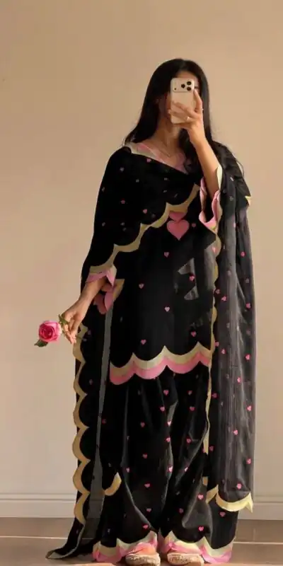BE 490 Black Mul Chanderi Salwar Suit with Embroidery Work & Sequins Work. Festive Deal ₹2399. Delivery 4-6 Working Days. Shop nowp | Jump Suits, Straight Suits, Casual Suits, Creative suits, Designer Suits, Palazzo Suits, Party Wear Suits, Patiala Suits, Salwar suit