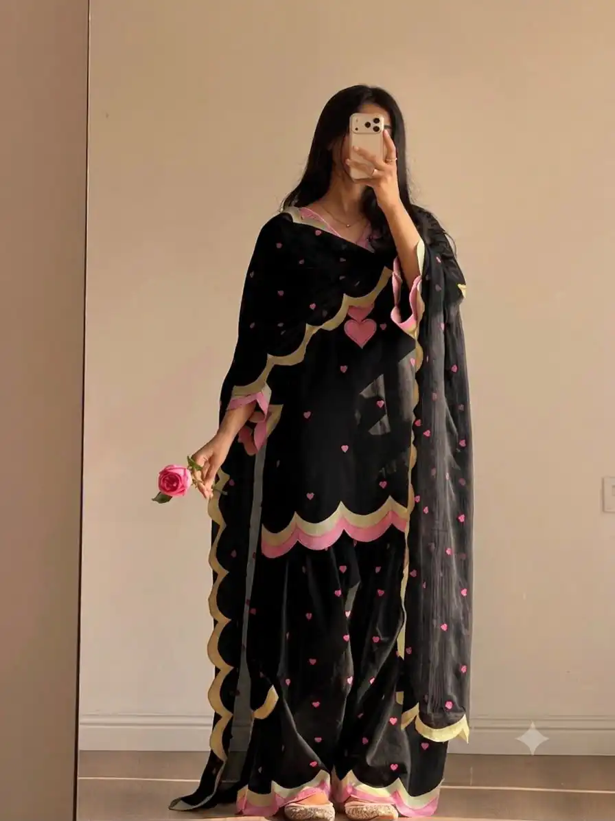 BE 490 Black Mul Chanderi Salwar Suit with Embroidery Work & Sequins Work. Festive Deal ₹2399. Delivery 4-6 Working Days. Shop nowp | Jump Suits, Straight Suits, Casual Suits, Creative suits, Designer Suits, Palazzo Suits, Party Wear Suits, Patiala Suits, Salwar suit