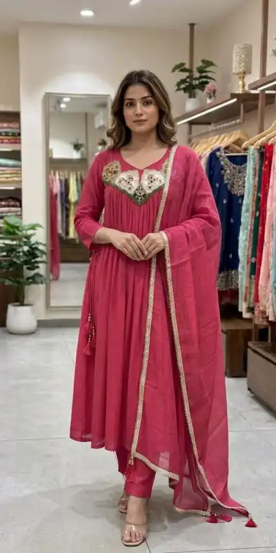 LG 2145 Pink Mul Chanderi Salwar Suit with Embroidery Work & Sequins Work. Festive Deal ₹2799. Delivery 4-6 Working Days. Shop nowp | Jump Suits, Straight Suits, Casual Suits, Creative suits, Designer Suits, Palazzo Suits, Party Wear Suits, Patiala Suits, Salwar suit