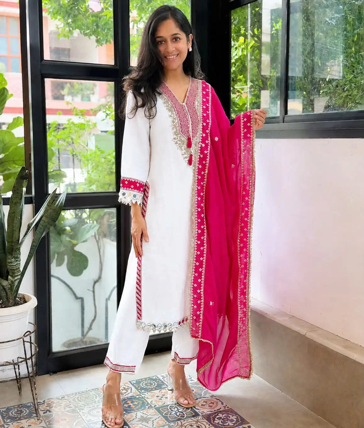 ZSR 3190 White Color Chinon Silk Embroidery Work Salwar Suit . Get it for ₹2349. Delivery 4-6 Working Days. Online Shop now. | Jump Suits, Straight Suits, Casual Suits, Creative suits, Designer Suits, Palazzo Suits, Party Wear Suits, Patiala Suits, Salwar suit