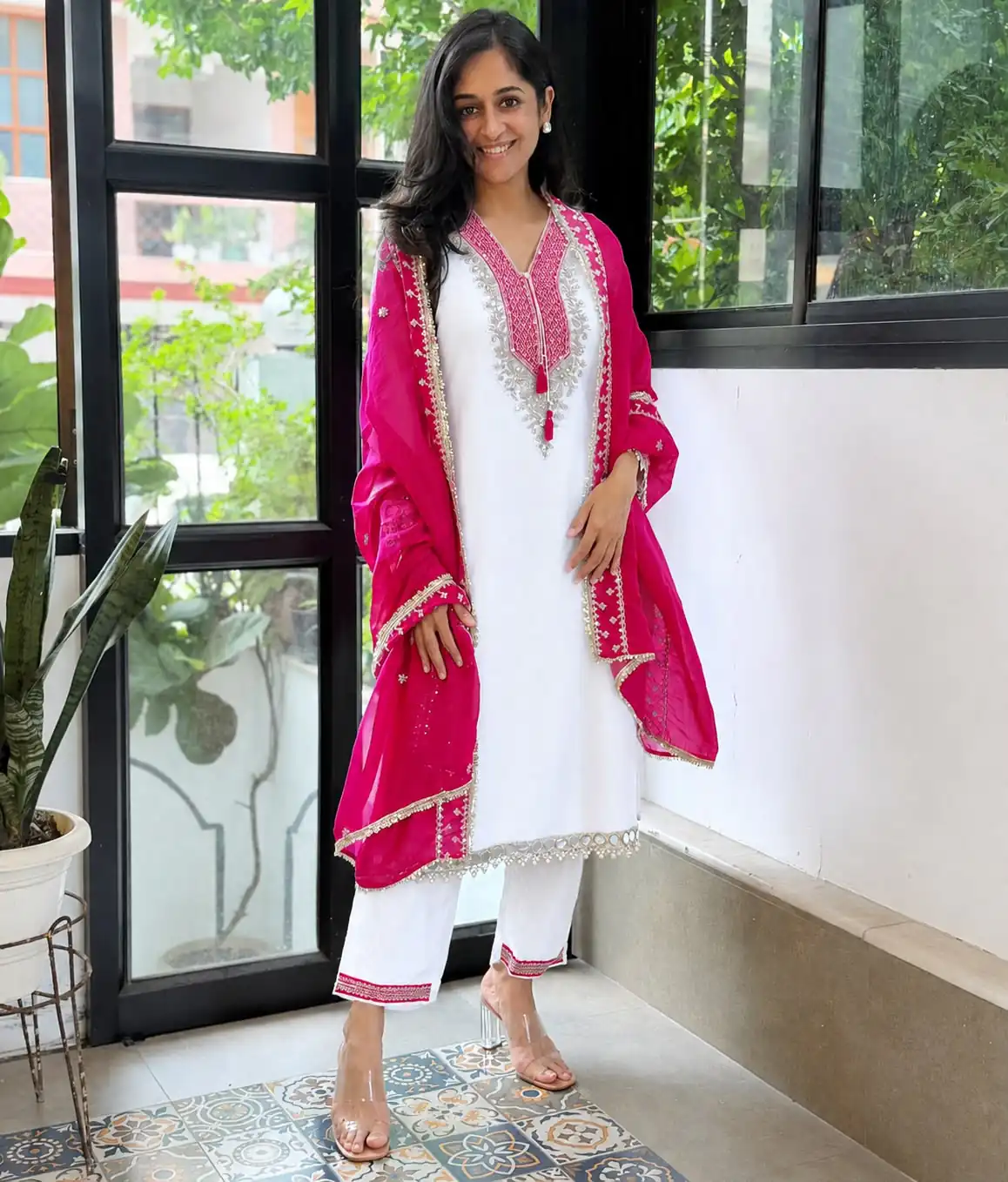 ZSR 3190 White Color Chinon Silk Embroidery Work Salwar Suit . Get it for ₹2349. Delivery 4-6 Working Days. Online Shop now. | Jump Suits, Straight Suits, Casual Suits, Creative suits, Designer Suits, Palazzo Suits, Party Wear Suits, Patiala Suits, Salwar suit