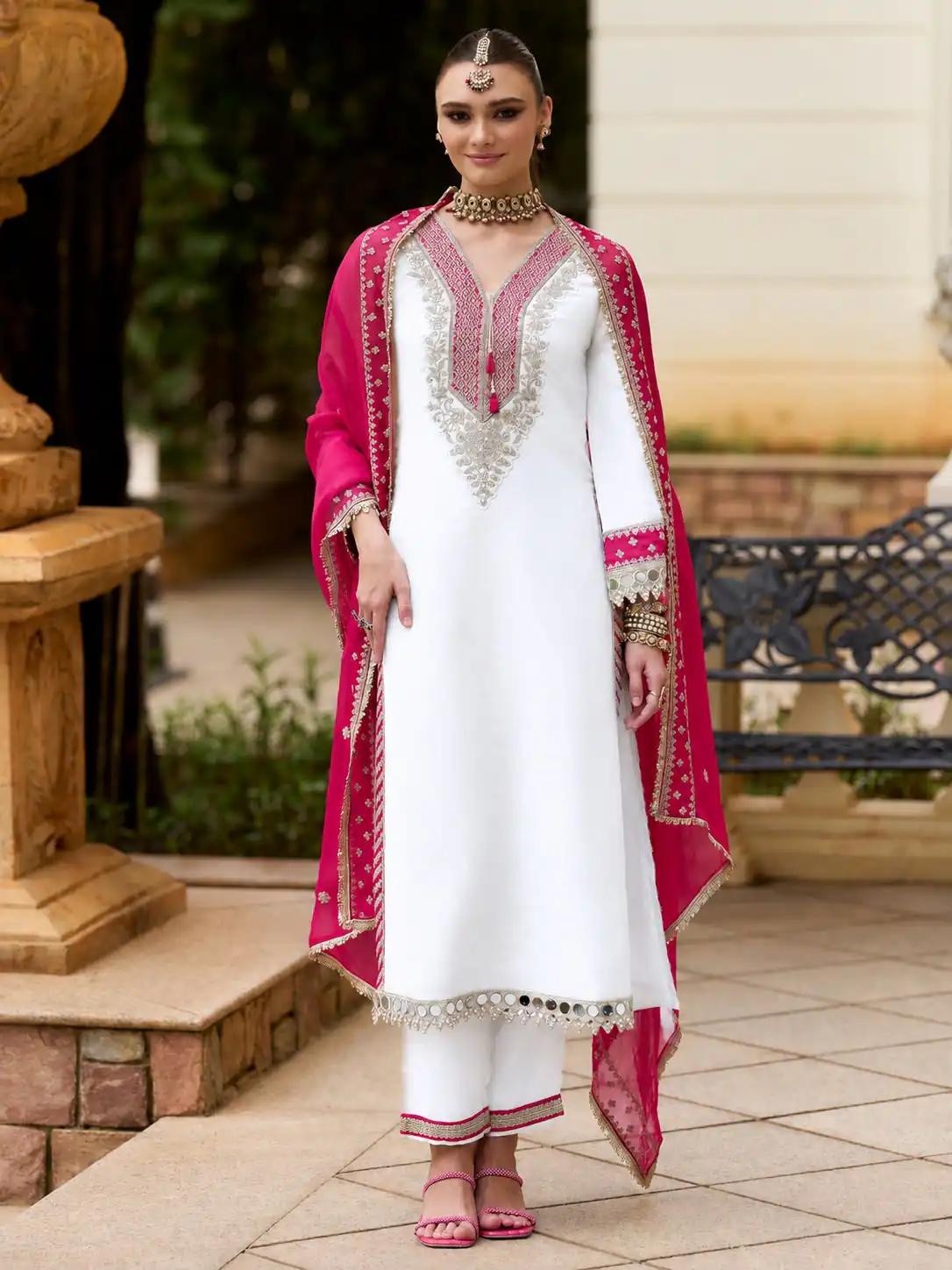 ZSR 3190 White Color Chinon Silk Embroidery Work Salwar Suit . Get it for ₹2349. Delivery 4-6 Working Days. Online Shop now. | Jump Suits, Straight Suits, Casual Suits, Creative suits, Designer Suits, Palazzo Suits, Party Wear Suits, Patiala Suits, Salwar suit