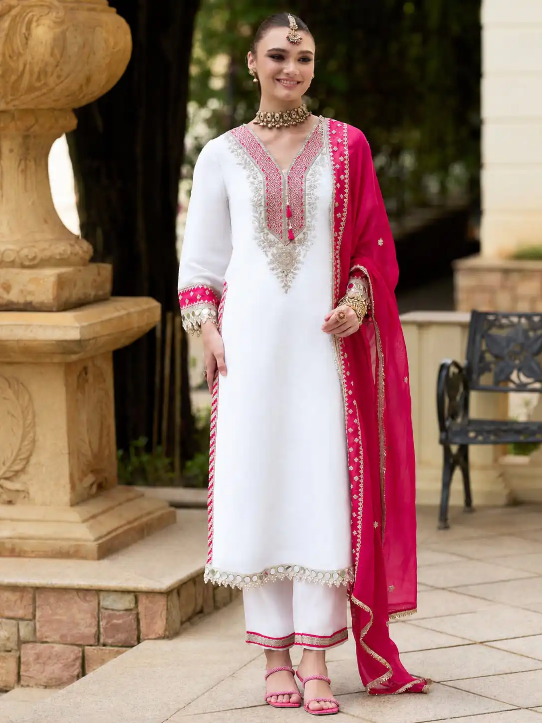 ZSR 3190 White Color Chinon Silk Embroidery Work Salwar Suit . Get it for ₹2349. Delivery 4-6 Working Days. Online Shop now. | Jump Suits, Straight Suits, Casual Suits, Creative suits, Designer Suits, Palazzo Suits, Party Wear Suits, Patiala Suits, Salwar suit
