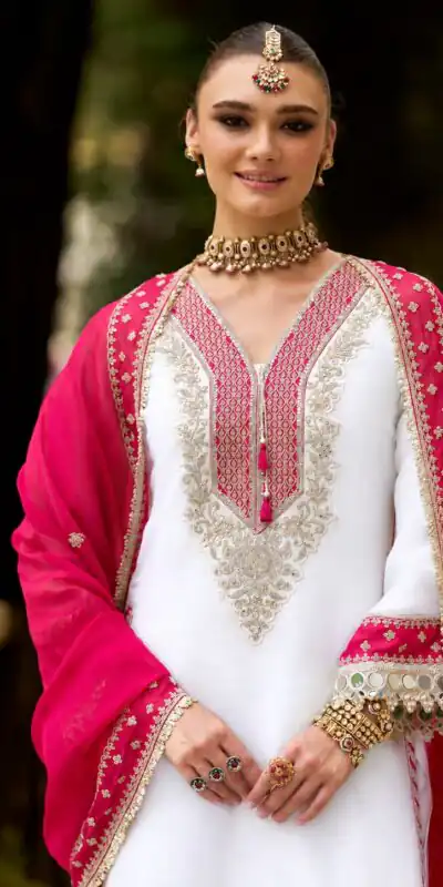 ZSR 3190 White Color Chinon Silk Embroidery Work Salwar Suit . Get it for ₹2349. Delivery 4-6 Working Days. Online Shop now. | Jump Suits, Straight Suits, Casual Suits, Creative suits, Designer Suits, Palazzo Suits, Party Wear Suits, Patiala Suits, Salwar suit