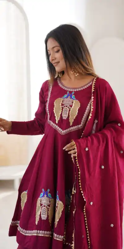 NSR 916 Maroon Roman Silk Salwar Suit with Sequins Work & Embroidery Work. Available at ₹2399 only. Delivery 4-6 Working Days. Shop now. | Jump Suits, Straight Suits, Casual Suits, Creative suits, Designer Suits, Palazzo Suits, Party Wear Suits, Patiala Suits, Salwar suit