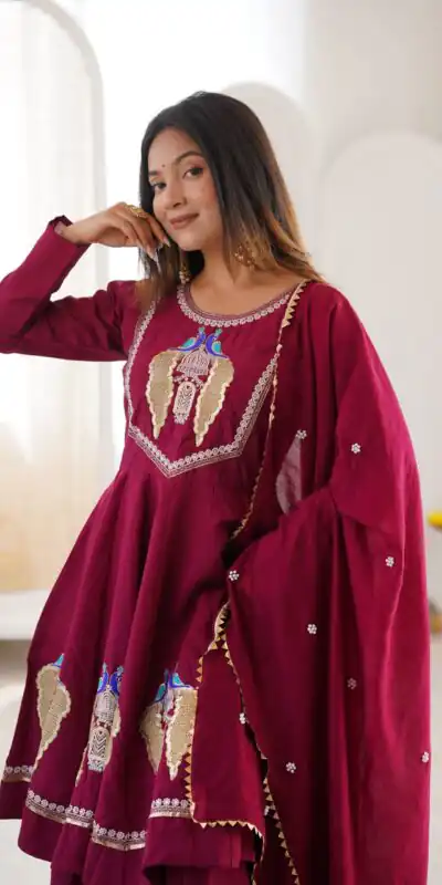 NSR 916 Maroon Roman Silk Salwar Suit with Sequins Work & Embroidery Work. Available at ₹2399 only. Delivery 4-6 Working Days. Shop now. | Jump Suits, Straight Suits, Casual Suits, Creative suits, Designer Suits, Palazzo Suits, Party Wear Suits, Patiala Suits, Salwar suit