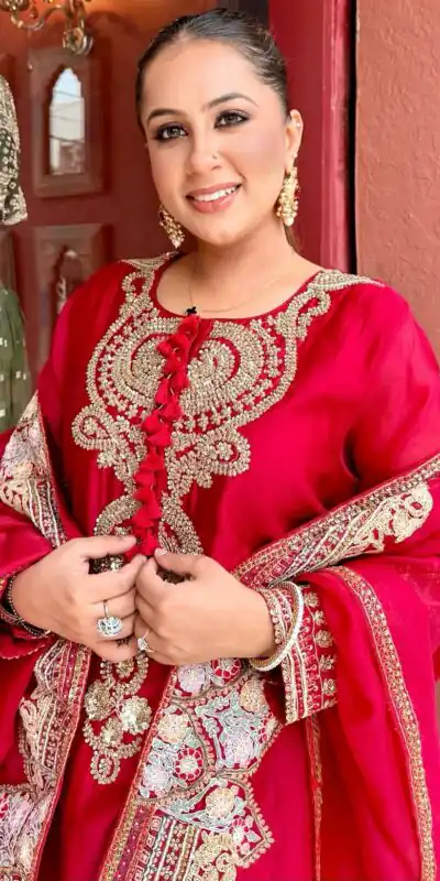 BE 500 Red Roman Silk Salwar Suit with Sequins Work & Embroidery Work. Available at ₹2449 only. Delivery 4-6 Working Days. Shop now. | Jump Suits, Straight Suits, Casual Suits, Creative suits, Designer Suits, Palazzo Suits, Party Wear Suits, Patiala Suits, Salwar suit