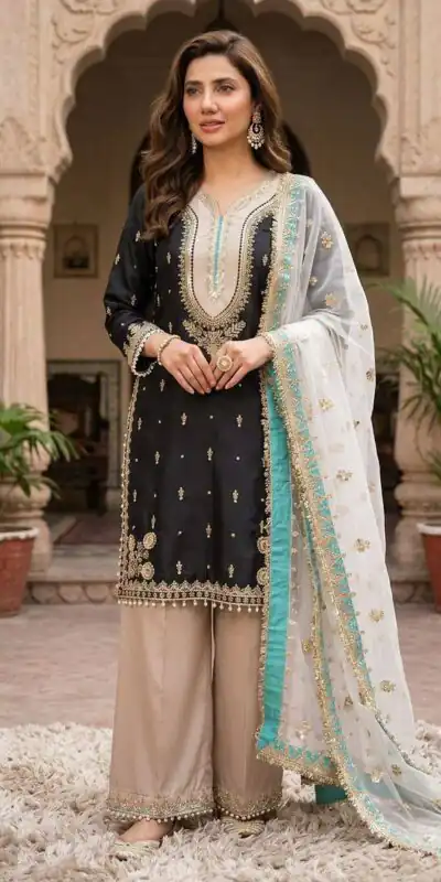 LG 2068 Black Crape Silk Salwar Suit Perfect for Wedding, Party, Onam, Reception, Housewarming – . Grab it for ₹1999. Delivery 4-6 Working Day | Jump Suits, Straight Suits, Casual Suits, Creative suits, Designer Suits, Palazzo Suits, Party Wear Suits, Patiala Suits, Salwar suit