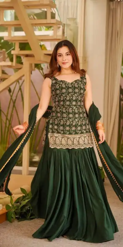 ST 1192 Green Faux Georgette Salwar Suit with Embroidery Work. Available at ₹2349 only. Delivery 4-6 Working Days. Shop now. | Jump Suits, Straight Suits, Tops & Bottoms, Track Suits, Trendy Wear, Casual Suits, Creative suits, Designer Suits, Palazzo Suits, Party Wear Suits, Patiala Suits, Salwar suit