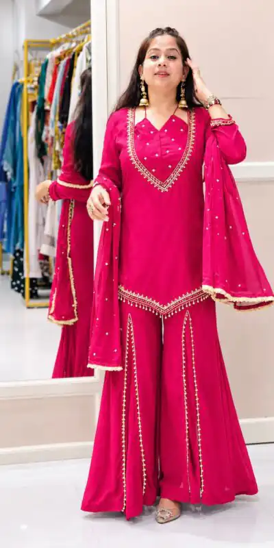 JF 054 Pink Color Roman Silk Salwar Suit with Embroidery Work. Available at ₹2399 only. Delivery 4-6 Working Days. Shop now. | Jump Suits, Straight Suits, Casual Suits, Creative suits, Designer Suits, Palazzo Suits, Party Wear Suits, Patiala Suits, Salwar suit