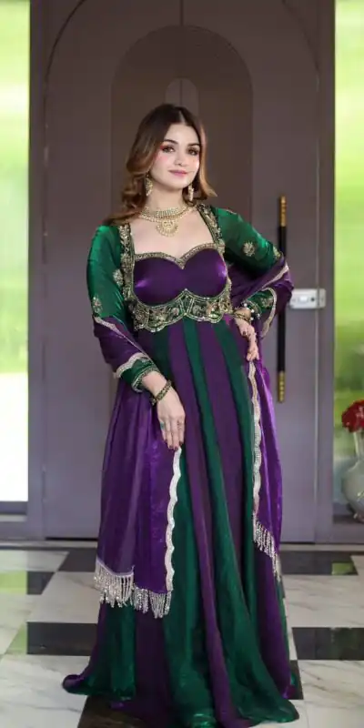 ZD 10025 Purple Fendy Silk Gown with Embroidery Work & Sequins Work. Special Price ₹2399. Delivery 4-6 Working Days. Shop now. | Bollywood Gowns, Creative Gowns, Designer Gowns, Embroidered Gowns, Gowns, Party Wear Gowns