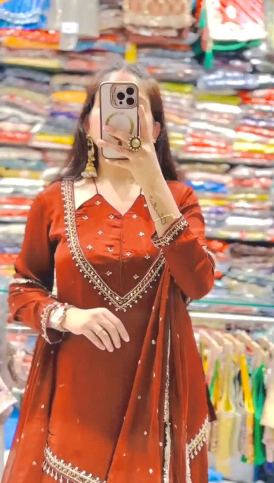 JF 054 Rust Color Roman Silk Salwar Suit with Embroidery Work. Available at ₹2399 only. Delivery 4-6 Working Days. Shop now. | Jump Suits, Straight Suits, Casual Suits, Creative suits, Designer Suits, Palazzo Suits, Party Wear Suits, Patiala Suits, Salwar suit