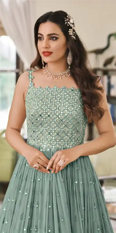 FC 1381 Sea Green Georgette Salwar Suit with Mirror Work & Embroidery Work. Get it for ₹2449. Delivery 4-6 Working Days. Shop now. | Jump Suits, Straight Suits, Casual Suits, Creative suits, Designer Suits, Palazzo Suits, Party Wear Suits, Patiala Suits, Salwar suit