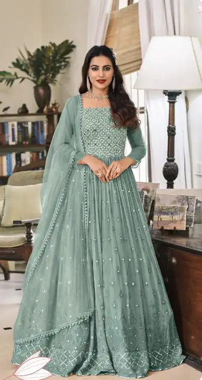 FC 1381 Sea Green Georgette Salwar Suit with Mirror Work & Embroidery Work. Get it for ₹2449. Delivery 4-6 Working Days. Shop now. | Jump Suits, Straight Suits, Casual Suits, Creative suits, Designer Suits, Palazzo Suits, Party Wear Suits, Patiala Suits, Salwar suit