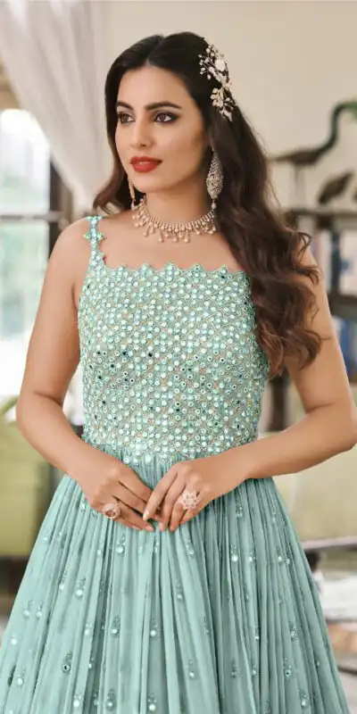FC 1381 Sky Blue Georgette Salwar Suit with Mirror Work & Embroidery Work. Get it for ₹2449. Delivery 4-6 Working Days. Shop now. | Jump Suits, Straight Suits, Casual Suits, Creative suits, Designer Suits, Palazzo Suits, Party Wear Suits, Patiala Suits, Salwar suit