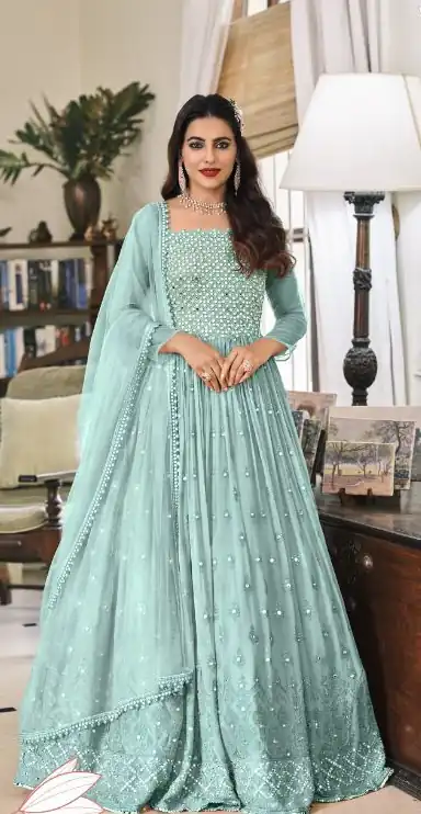 FC 1381 Sky Blue Georgette Salwar Suit with Mirror Work & Embroidery Work. Get it for ₹2449. Delivery 4-6 Working Days. Shop now. | Jump Suits, Straight Suits, Casual Suits, Creative suits, Designer Suits, Palazzo Suits, Party Wear Suits, Patiala Suits, Salwar suit