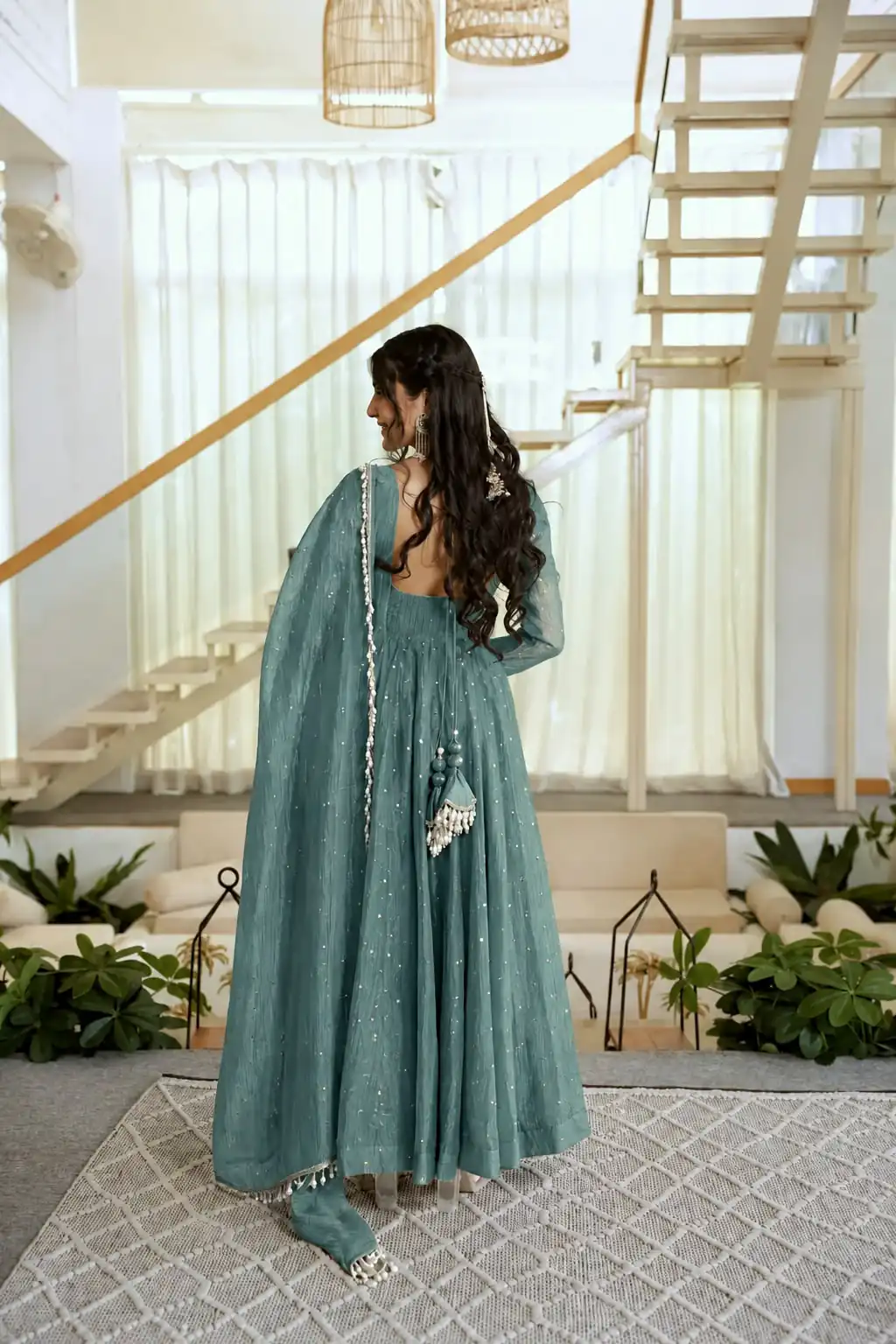 KD 1641 Teal in Salsa Silk Embroidery Work & Sequins Work Gown . Get it for ₹2899. Delivery 4-6 Working Days. Online Shop now. | Bollywood Gowns, Creative Gowns, Designer Gowns, Embroidered Gowns, Gowns, Party Wear Gowns