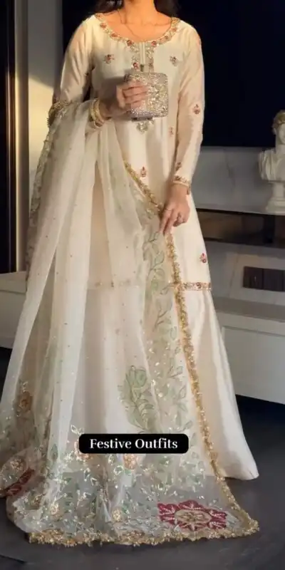 ST 1204 White Faux Georgette Salwar Suit with Embroidery Work. Available at ₹2249 only. Delivery 4-6 Working Days. Shop now. | Jump Suits, Straight Suits, Tops & Bottoms, Track Suits, Trendy Wear, Casual Suits, Creative suits, Designer Suits, Palazzo Suits, Party Wear Suits, Patiala Suits, Salwar suit