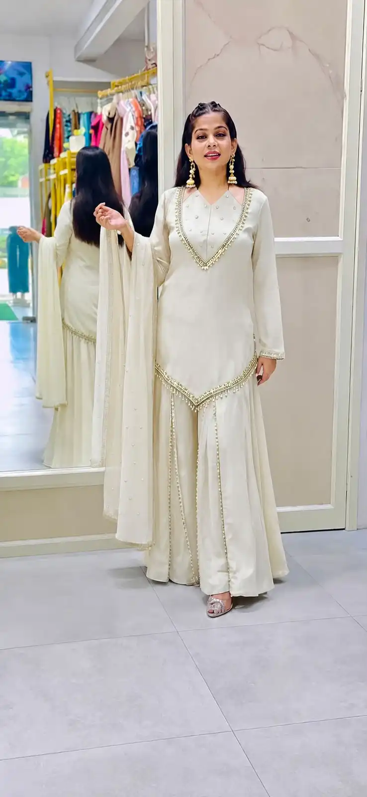 JF 054 White Color Roman Silk Salwar Suit with Embroidery Work. Available at ₹2399 only. Delivery 4-6 Working Days. Shop now. | Jump Suits, Straight Suits, Casual Suits, Creative suits, Designer Suits, Palazzo Suits, Party Wear Suits, Patiala Suits, Salwar suit