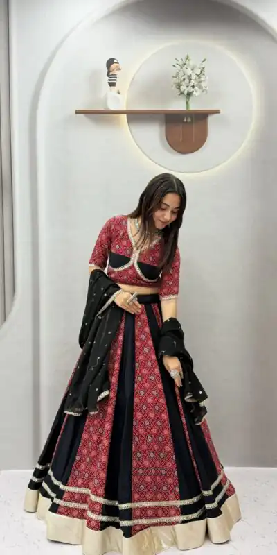 Ram 198 Black in Pure Cotton Mirror Work & Gamthi Work Lehenga Choli . Exclusive Offer ₹3149. Delivery 4-6 Working Days. Shop now. | Bollywood Lehenga, Creative Lehenga, Designer Lehenga, Embroidered Lehenga, Lehenga, Party Wear Lehenga