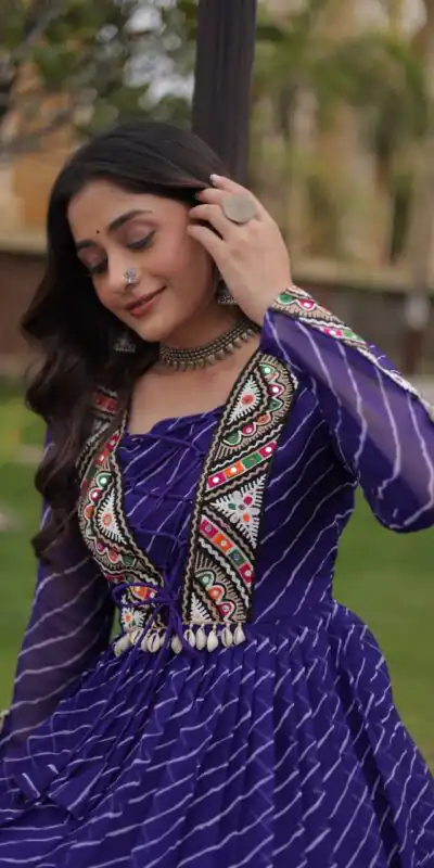 KA 1274 Purple in Colour Faux Georgette Bandhani Print Work Gown. Available at ₹2019 only. Delivery 4-6 Working Days. Shop now. | Bollywood Gowns, Creative Gowns, Designer Gowns, Embroidered Gowns, Gowns, Party Wear Gowns