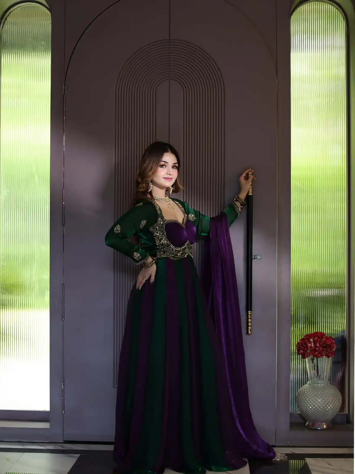 ND 5072 Purple Fendy Silk Gown with Embroidery Work & Sequins Work. Special Price ₹2849. Delivery 4-6 Working Days. Shop now. | Bollywood Gowns, Creative Gowns, Designer Gowns, Embroidered Gowns, Gowns, Party Wear Gowns