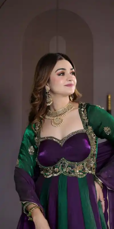 ND 5072 Purple Fendy Silk Gown with Embroidery Work & Sequins Work. Special Price ₹2849. Delivery 4-6 Working Days. Shop now. | Bollywood Gowns, Creative Gowns, Designer Gowns, Embroidered Gowns, Gowns, Party Wear Gowns