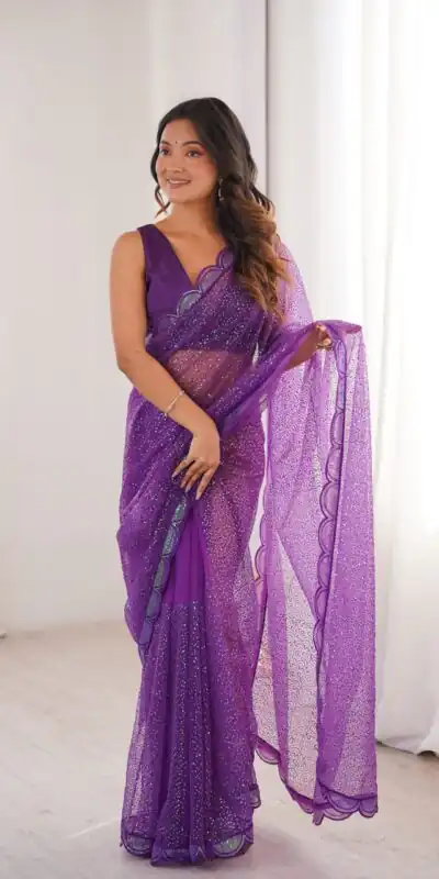 SP 90 Purple Soft Net Saree with Sequins Work & Embroidery Work. Available at ₹2299 only. Delivery 4-6 Working Days. Shop now. | Bollywood Sarees, Creative Sarees, Designer Sarees, Embroidered Sarees, Ethnic Saree, Modern Digital sarees, Party Wear Sarees, Sarees