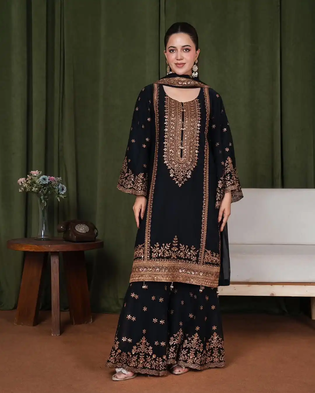 NSR 890 Black Fendy Silk Salwar Suitwith Embroidery Work & Lace Work. Now at just ₹2399. Delivery 4-6 Working Days. Shop now. | Jump Suits, Straight Suits, Casual Suits, Creative suits, Designer Suits, Palazzo Suits, Party Wear Suits, Patiala Suits, Salwar suit