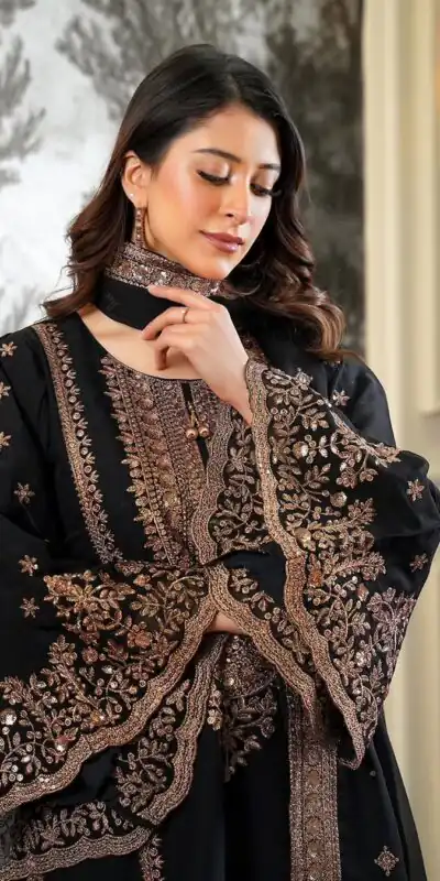 NSR 890 Black Fendy Silk Salwar Suitwith Embroidery Work & Lace Work. Now at just ₹2399. Delivery 4-6 Working Days. Shop now. | Jump Suits, Straight Suits, Casual Suits, Creative suits, Designer Suits, Palazzo Suits, Party Wear Suits, Patiala Suits, Salwar suit