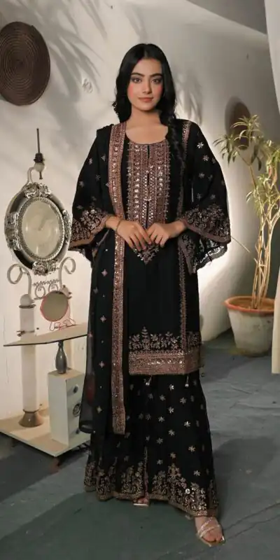NSR 890 Black Fendy Silk Salwar Suitwith Embroidery Work & Lace Work. Now at just ₹2399. Delivery 4-6 Working Days. Shop now. | Jump Suits, Straight Suits, Casual Suits, Creative suits, Designer Suits, Palazzo Suits, Party Wear Suits, Patiala Suits, Salwar suit