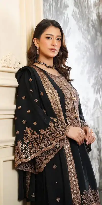 NSR 890 Black Fendy Silk Salwar Suitwith Embroidery Work & Lace Work. Now at just ₹2399. Delivery 4-6 Working Days. Shop now. | Jump Suits, Straight Suits, Casual Suits, Creative suits, Designer Suits, Palazzo Suits, Party Wear Suits, Patiala Suits, Salwar suit