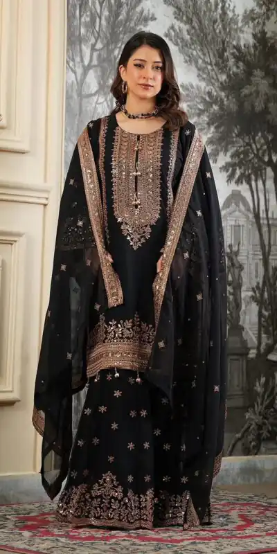 NSR 890 Black Fendy Silk Salwar Suitwith Embroidery Work & Lace Work. Now at just ₹2399. Delivery 4-6 Working Days. Shop now. | Jump Suits, Straight Suits, Casual Suits, Creative suits, Designer Suits, Palazzo Suits, Party Wear Suits, Patiala Suits, Salwar suit