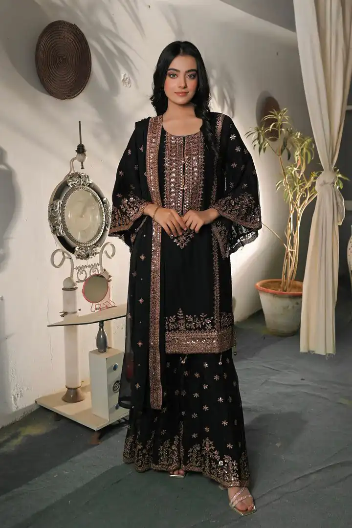 NSR 890 Black Fendy Silk Salwar Suitwith Embroidery Work & Lace Work. Now at just ₹2399. Delivery 4-6 Working Days. Shop now. | Jump Suits, Straight Suits, Casual Suits, Creative suits, Designer Suits, Palazzo Suits, Party Wear Suits, Patiala Suits, Salwar suit