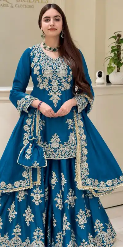 MT 1079 Blue Natural Silk Salwar Suit with Sequins Work & Embroidery Work. Special Price ₹2449. Delivery 4-6 Working Days. Shop now. | Jump Suits, Straight Suits, Casual Suits, Creative suits, Designer Suits, Palazzo Suits, Party Wear Suits, Patiala Suits, Salwar suit