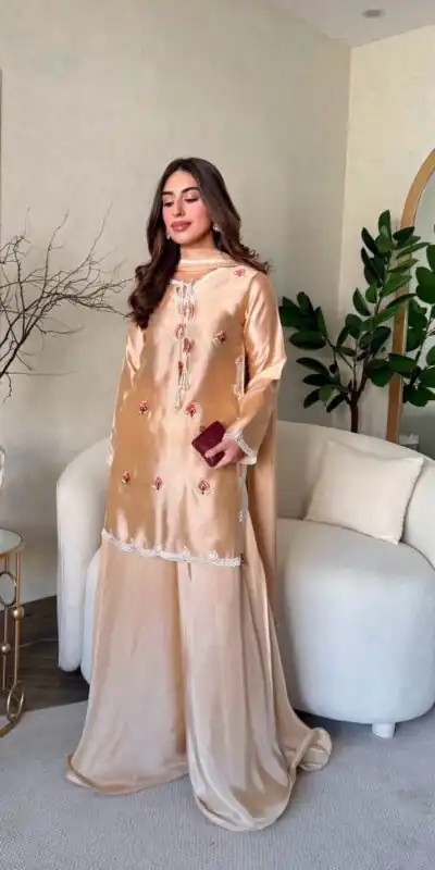 RTC 6080 Cream | Cream Japan Satin Salwar Suit with Embroidery Work & Thread Embroidery. Now at just ₹2299. Delivery 4-6 Working Days. Shop now. | Jump Suits, Straight Suits, Casual Suits, Creative suits, Designer Suits, Palazzo Suits, Party Wear Suits, Patiala Suits, Salwar suit