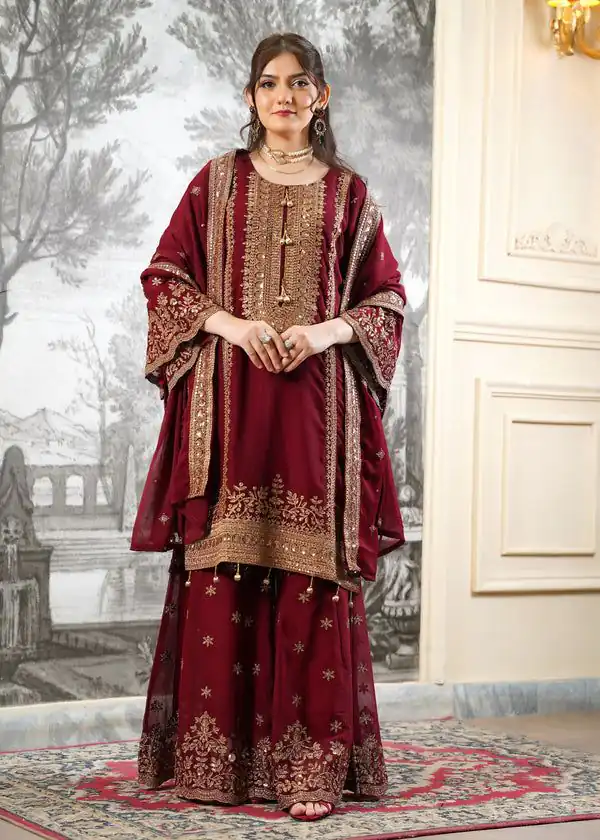 NSR 890 Maroon Fendy Silk Salwar Suitwith Embroidery Work & Lace Work. Now at just ₹2399. Delivery 4-6 Working Days. Shop now. | Jump Suits, Straight Suits, Casual Suits, Creative suits, Designer Suits, Palazzo Suits, Party Wear Suits, Patiala Suits, Salwar suit