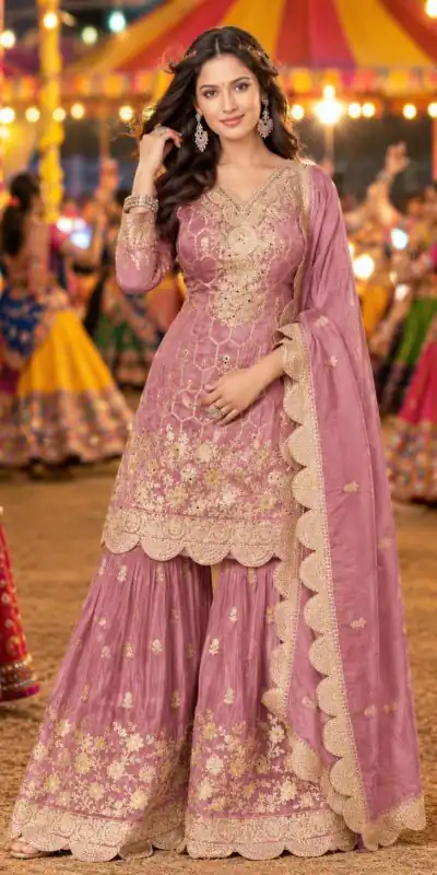 FC 7554  Pink in Salsa Silk Embroidery Work & Sequins Work Salwar Suit . Get it for ₹2999. Delivery 4-6 Working Days. Shop now. | Jump Suits, Straight Suits, Casual Suits, Creative suits, Designer Suits, Palazzo Suits, Party Wear Suits, Patiala Suits, Salwar suit