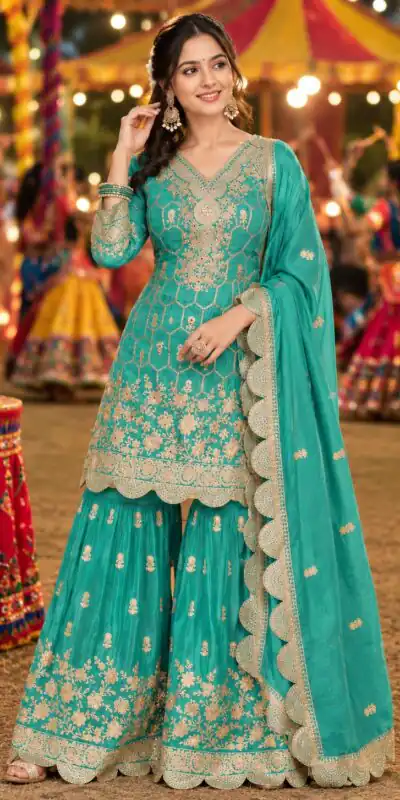FC 7554  Sea Green in Salsa Silk Embroidery Work & Sequins Work Salwar Suit . Get it for ₹2999. Delivery 4-6 Working Days. Shop now. | Jump Suits, Straight Suits, Casual Suits, Creative suits, Designer Suits, Palazzo Suits, Party Wear Suits, Patiala Suits, Salwar suit