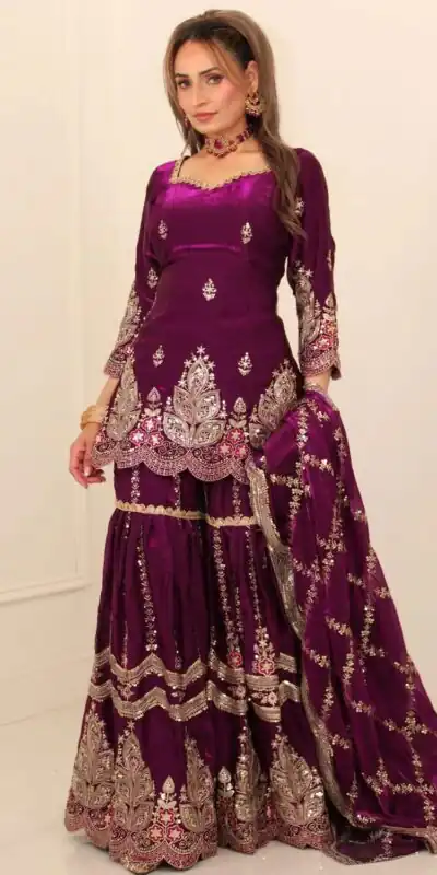 NF 1297 Wine Fendy Silk Salwar Suitwith Embroidery Work & Lace Work. Now at just ₹2799. Delivery 4-6 Working Days. Shop now. | Jump Suits, Straight Suits, Casual Suits, Creative suits, Designer Suits, Palazzo Suits, Party Wear Suits, Patiala Suits, Salwar suit