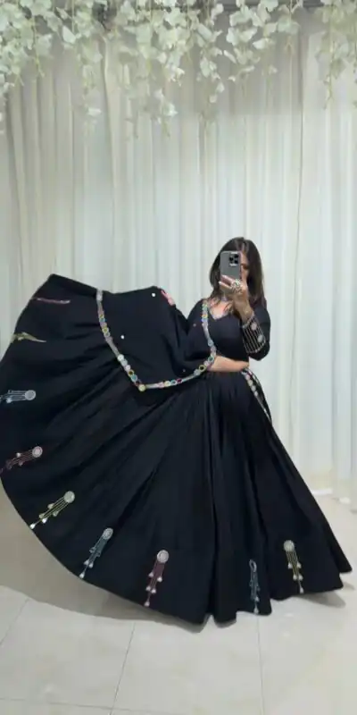 BE 504 Blacke Color Rayon Embroidery Work & Cowrie Work Lehenga Choli . Grab it for ₹2449. Delivery 4-6 Working Days. Shop now. | Bollywood Lehenga, Creative Lehenga, Designer Lehenga, Embroidered Lehenga, Lehenga, Party Wear Lehenga