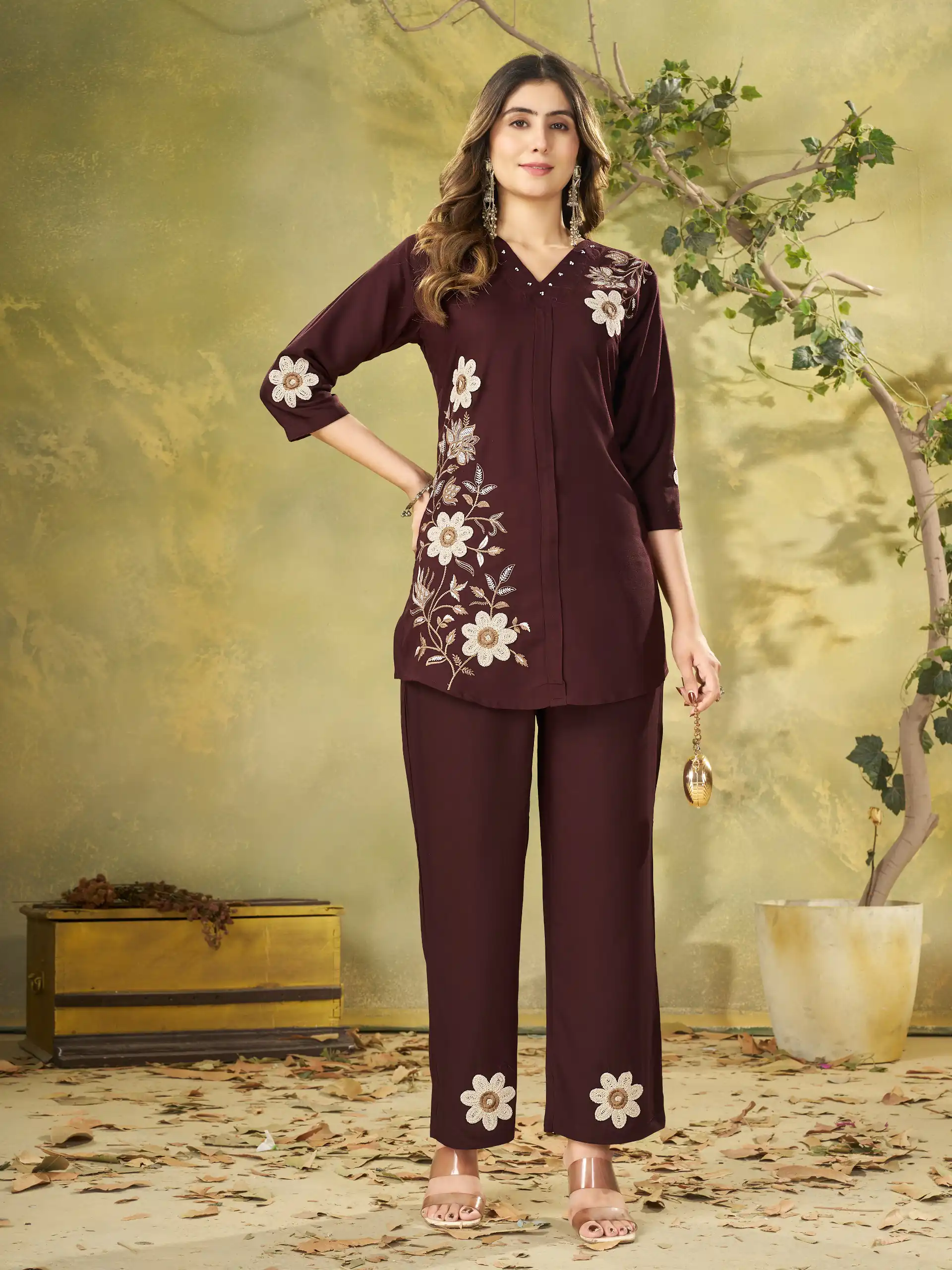 DIVA 161 Brown Colour Rayon Cotton Kurti with Embroidery Work. Introductory Price ₹1949. Delivery 4-6 Working Days. Shop now. | Bollywood Kurti, Creative Kurtis, Designer Kurti, Kurti, Party Wear Kurti, Selfie Kurti