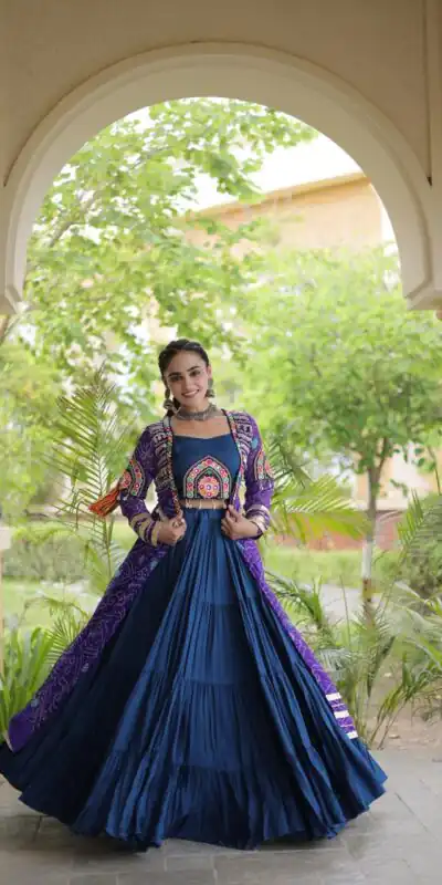 KA 5083 Navy Blue Color Rayon Embroidery Work & Cowrie Work Lehenga Choli . Grab it for ₹2949. Delivery 4-6 Working Days. Shop now. | Bollywood Lehenga, Creative Lehenga, Designer Lehenga, Embroidered Lehenga, Lehenga, Party Wear Lehenga