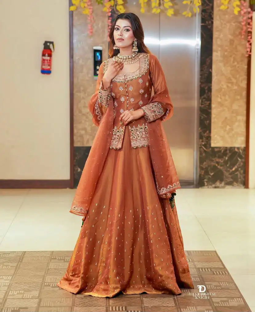 ZC 9008 Peach Simmer Silk Lehenga Choli with Embroidery Work & Sequins Work. Introductory Price ₹2199. Delivery 4-6 Working Days. Shop now. | Bollywood Lehenga, Creative Lehenga, Designer Lehenga, Embroidered Lehenga, Lehenga, Party Wear Lehenga