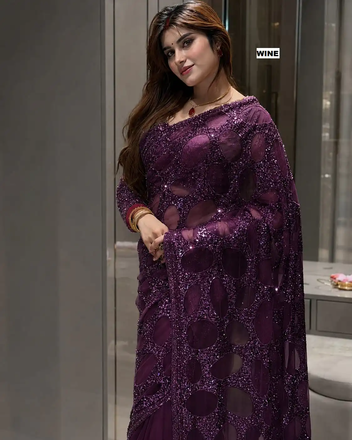 DF 3489 Wine Butterfly Net Saree Sequence with Work & Zari Work. Introductory Price ₹2099. Delivery 4-6 Working Days. Shop now. | Bollywood Sarees, Creative Sarees, Designer Sarees, Embroidered Sarees, Ethnic Saree, Modern Digital sarees, Party Wear Sarees, Sarees